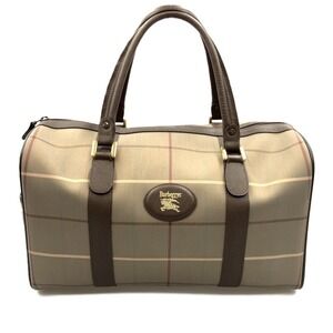 Burberry Check Boston Bag Khaki Green
